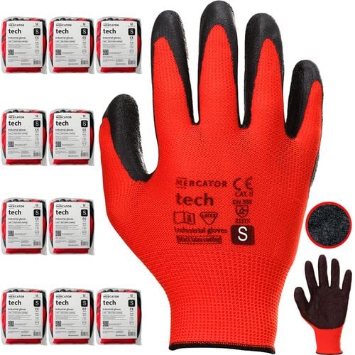 rękawice robocze mercator tech red+black latex - s - 120 par na Arena.pl