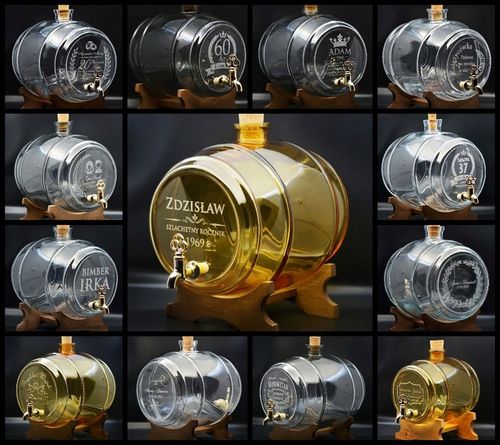 Beczka szklana antałek beczułka karafka 2L z kranikiem GRAWEREM na na Arena.pl