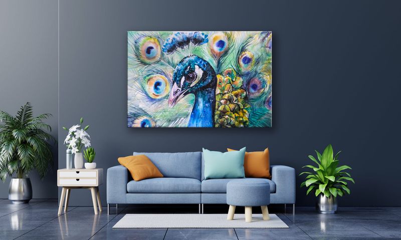 OBRAZ NA PŁÓTNIE 081 Paw 100x70cm zdjęcie 4