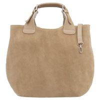 VERA PELLE torebka damska zamszowa shopper duża z paskiem V680 beżowa