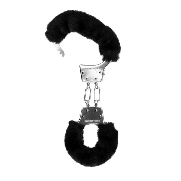 Furry Metal Hand Cuffs - Black zdjęcie 5