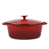 GĘSIARKA Z POKRYWKĄ OWALNA ŻELIWNA EMALIOWANA KONIGHOFFER CZERWONA 4 L