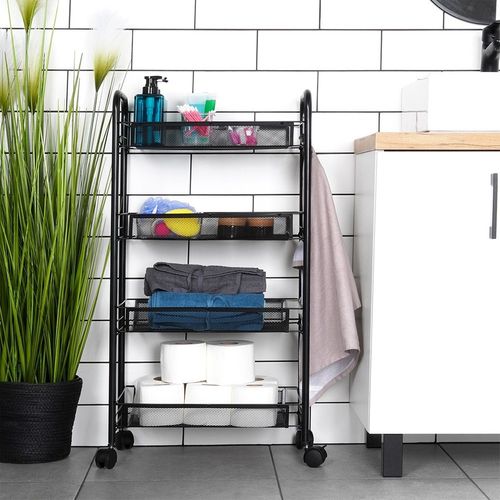 Wózek na Kółkach Mobilny Regał Kuchenny Łazienkowy 4 Poziomowy Szafka Półka na Arena.pl
