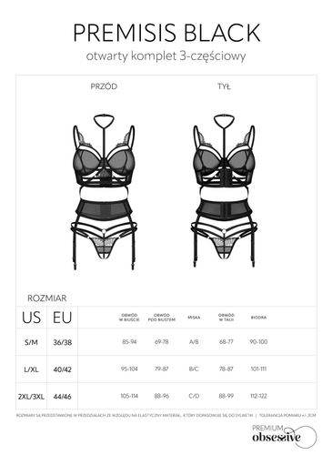Premisis Black Otwarty Komplet 3-Częściowy  L/Xl na Arena.pl