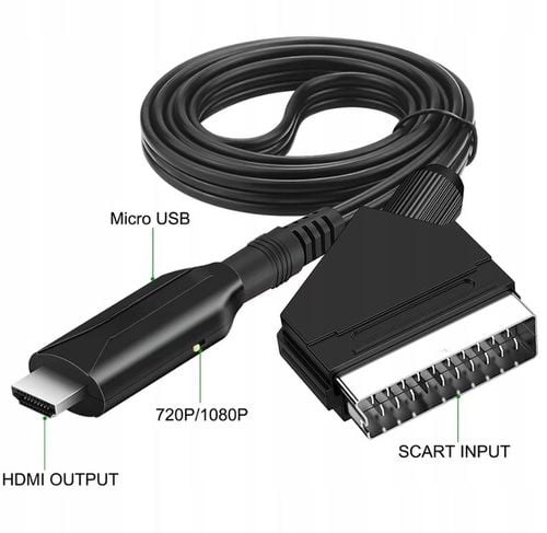 PRZEWÓD ADAPTER KONWERTER SCART DO NA HDMI AV EURO FULL HD 1m na Arena.pl