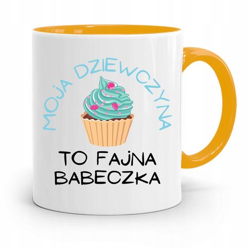 Kubek Żółty Prezent Dla Dziewczyny Fajna Babeczka Z Nadrukiem Ze Zdjęciem na Arena.pl