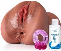 SZTUCZNA POCHWA WAGINA MASTURBATOR MĘSKI + WIBRUJĄCY RING + ŻEL POŻLIZGOWY