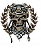 Nalepka Czaszka na Motor na Kask na Dach na Maske Aureola Lotnik Wlepka