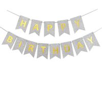 Baner urodzinowy brokatowy Happy Birthday srebrny, 180 cm