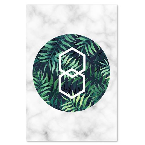 Deco Panel, Liść paproci w kole - marmur 40x60 na Arena.pl