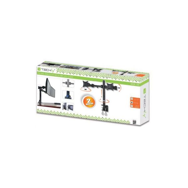 PODWÓJNY UCHWYT BIURKOWY LED/LCD 13-27 CALI REGULOWANY TECHLY zdjęcie 2