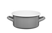 Rondel emaliowany polewany gładki garnek niski 14 cm 1,0 l szary biały