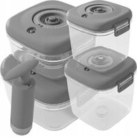 2 x 4szt pojemniki lunchbox próżniowe do żywności kawy ZESTAW Z POMPKĄ szar