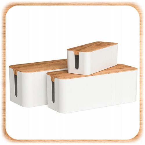 ORGANIZER NA KABLE POJEMNIK PUDEŁKO LISTWE KABLI PRZEWODY DREWNIANA na Arena.pl