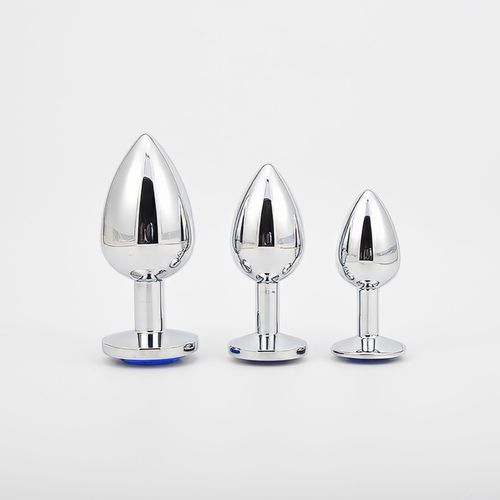 Zestaw 3 Korków Analnych Stalowych Plug S M L Granatowy Kryształ Diamencik na Arena.pl