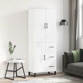 Witrynka, biała, 69,5x34x180 cm, materiał drewnopochodny