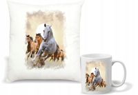 Zestaw PODUSZKA + KUBEK z nadrukiem KONIA KONIEM KOŃ KONIE KONIKI PREZENT