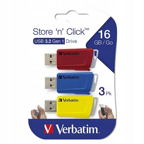 Pendrive Verbatim 16GB Store 'n' Click USB 3.0 (3-pack) na Arena.pl