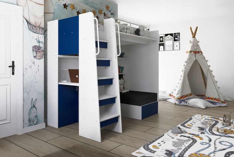 Łóżko piętrowe JSM7 z sofą i biurkiem biały mat + materac Radomenes zdjęcie 13