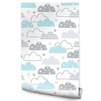 Tapeta Dla Dzieci Kolorowe CHMURKI Gwiazdki Wzorki