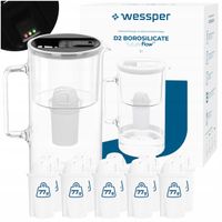 Szklany dzbanek filtrujący Wessper D2 BOROSILICATE futureflow 3l +11x filtr