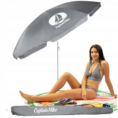 Parasol plażowy łamany z filtrem UPF50+ Captain Mike 160cm szary na Arena.pl