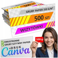 Wizytówki dwustronne jednostronne 500 szt. grube 350g sztywne PREMIUM CANVA