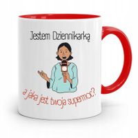 Kubek Czerwony Prezent Dla Dziennikarza Reportera Z Nadrukiem Ze Zdjęciem