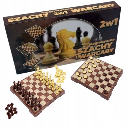 Szachy Warcaby MAGNETYCZNE Drewniane KLASYCZNE Duże 2 w 1 SKŁADANE na Arena.pl