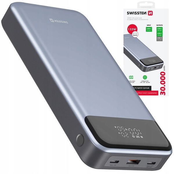 SWISSTEN POWERBANK do laptopa telefonu 30000 mAh PD QC 133W 2x USB-C USB-A zdjęcie 8
