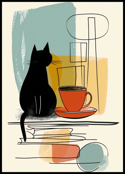 Plakat 64x90cm Kot i Kawa zdjęcie 2