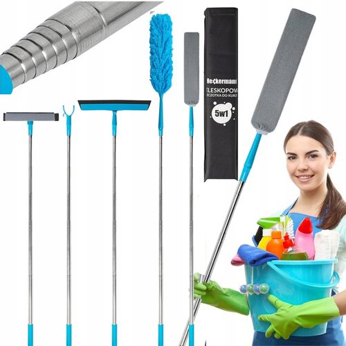 SZCZOTKA DO KURZU PAJĘCZYN TELESKOPOWA MIOTEŁKA DŁUGA 50-260CM 5w1 KOŃCÓWKI na Arena.pl
