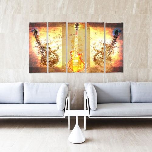 Obraz pięcioczęściowy na płótnie Canvas, pentaptyk typ C, Gitara 100x70 na Arena.pl