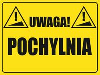 Tabliczka Uwaga! Pochylnia grawer piktogram 20x15 cm dużo wzorów