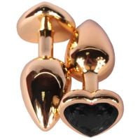 Ozdobny Korek Analny Serce Z Czarnym Kryształem Gold Diamond Plug Heart Black