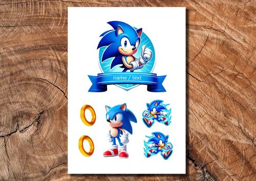 Wydruk cukrowy na tort A4 Sonic napis DIY na Arena.pl