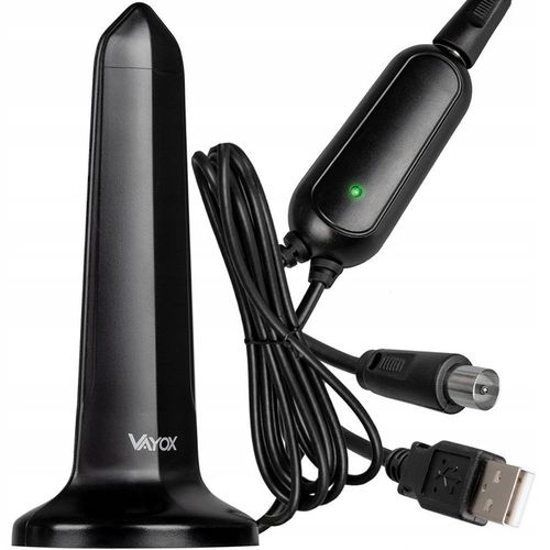 ANTENA POKOJOWA DVB-T2 DO TV NAZIEMNEJ DOOKÓLNA AKTYWNA MAGNES USB 4K VAYOX na Arena.pl