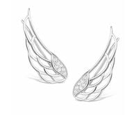 Eleganckie rodowane srebrne kolczyki nausznice skrzydła skrzydełka z cyrkoniami srebro 925 Z1438E