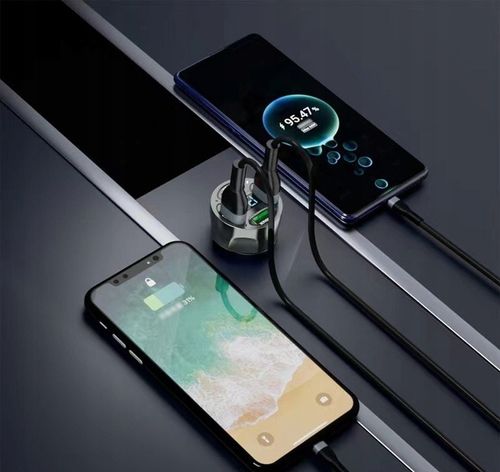 MOCNA SZYBKA ŁADOWARKA SAMOCHODOWA 4x USB PD QC 3.0 66W DO TELEFONU DO AUTA na Arena.pl