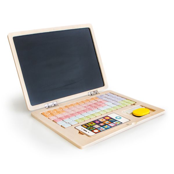 Drewniany laptop edukacyjny tablica magnetyczna Ecotoys zdjęcie 2