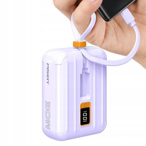 ŁADOWARKA POWER BANK 10000 mAh 30W 3A PRZENOŚNA LIGHTNING / USB-C 2x KABEL na Arena.pl