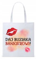 Torba Biała Eco Shopper Dla Bankiera Prezent Z Nadrukiem Ze Zdjęciem
