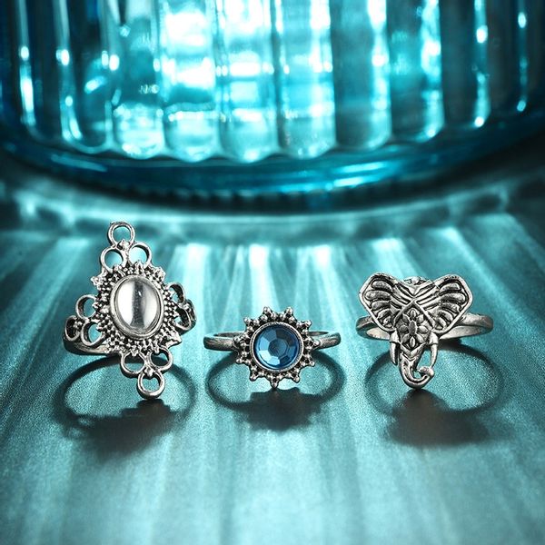 Srebrny ZESTAW PIERŚCIONKÓW RETRO PUNK BOHO 72 zdjęcie 5