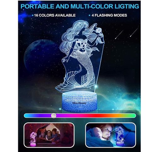 Lampka Nocna Syrenka 3D Zdalnego Sterowania na Arena.pl