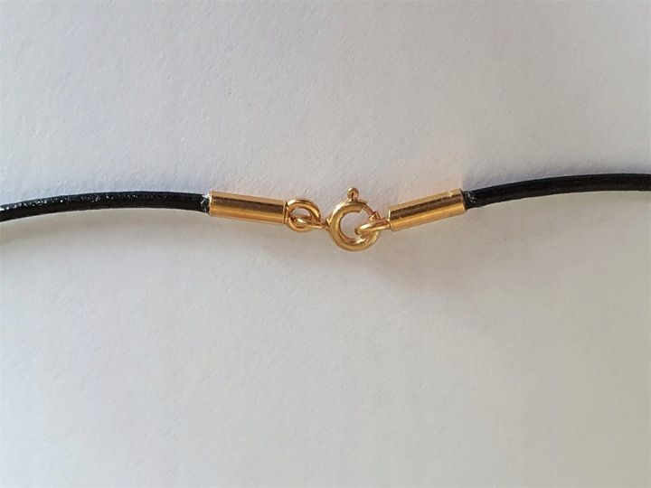 RZEMYK CZARNY ZAPIĘCIA SREBRO 925 POZŁACANE 45 CM zdjęcie 3