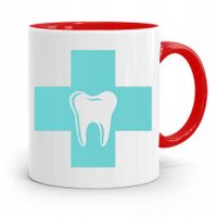 Kubek Czerwony Prezent Dentysty Stomatologa Z Nadrukiem Ze Zdjęciem