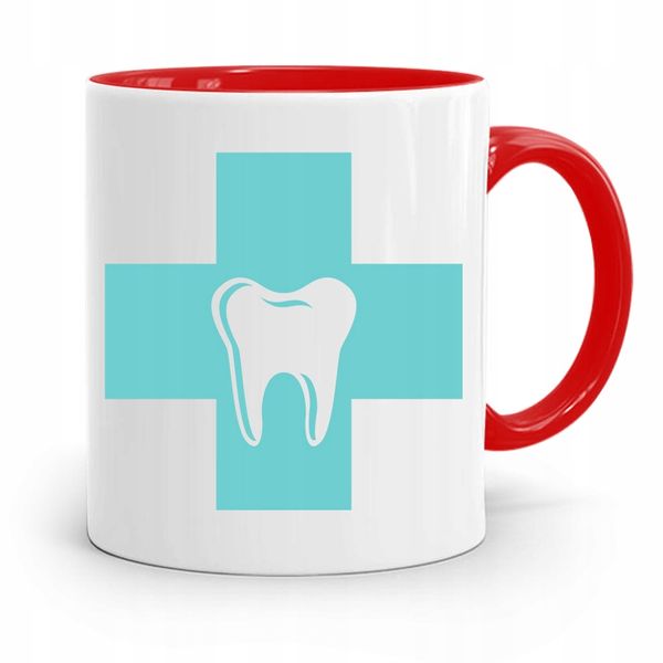 Kubek Czerwony Prezent Dentysty Stomatologa Z Nadrukiem Ze Zdjęciem zdjęcie 1