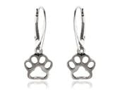 ELEGANCKIE WISZĄCE SREBRNE KOLCZYKI ŁAPKI ŁAPY PSA KOTA ZWIERZAKa