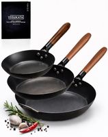 YOSUKATA Zestaw Patelni Stal Węglowa 20/26/30 cm Profesjonalny Indukcja Gaz