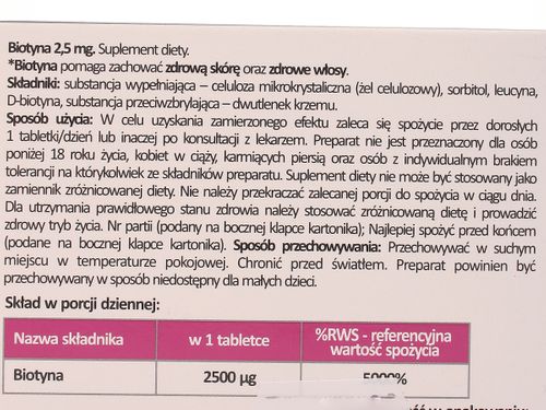 Biotyna 2,5mg - Vitadiet - 60 tabletek na Arena.pl